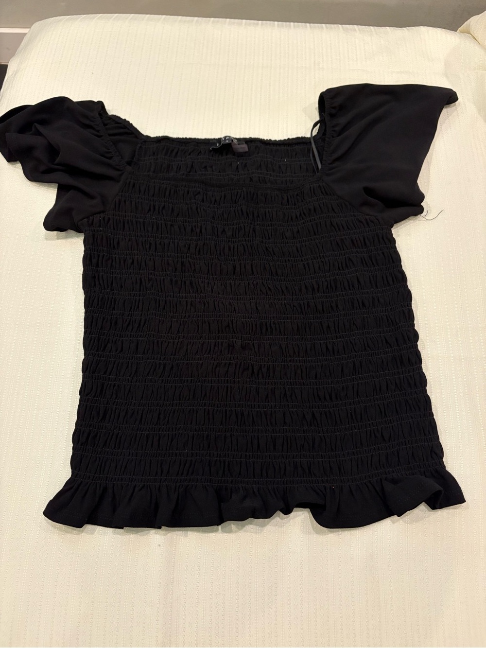 1. State Black Women’s Smocked Square-Neck Puff Sleeve Top